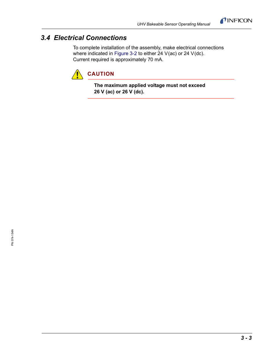 4 electrical connections, Caution | INFICON UHV Bakeable Sensor User Manual | Page 33 / 50