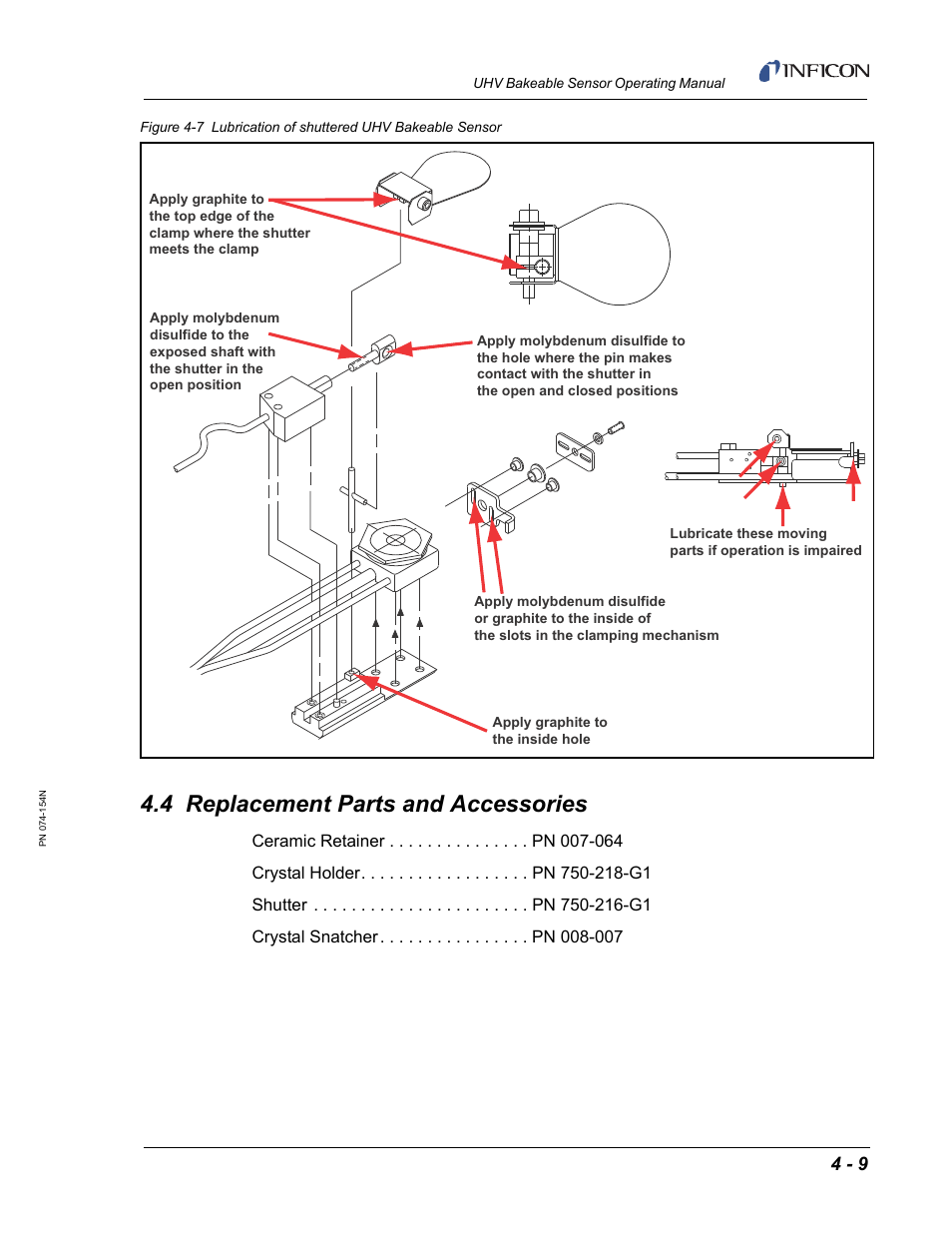 4 replacement parts and accessories, Specified as shown in, Figure 4-7 | INFICON UHV Bakeable Sensor User Manual | Page 43 / 50