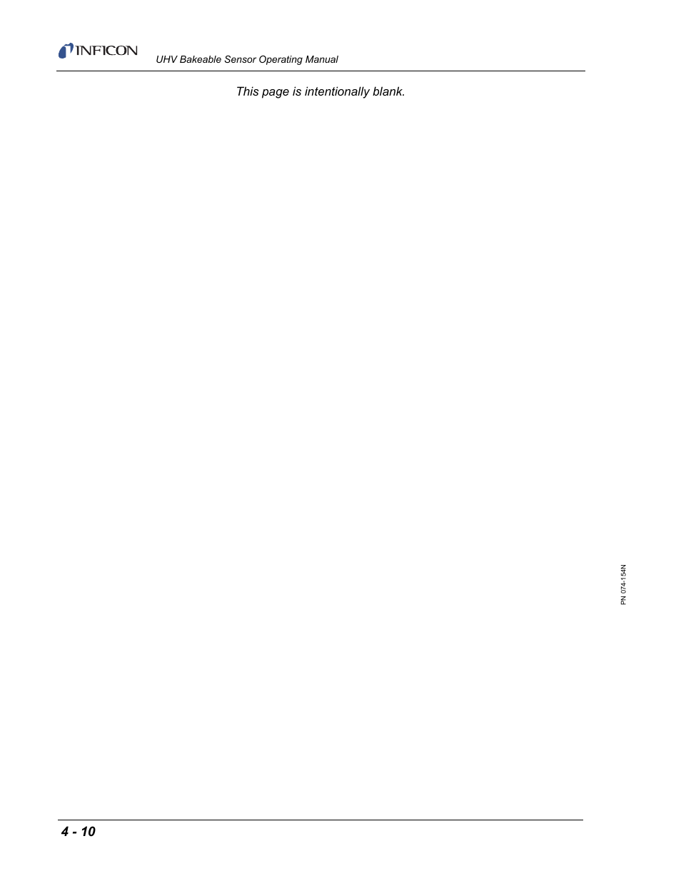 This page is intentionally blank | INFICON UHV Bakeable Sensor User Manual | Page 44 / 50
