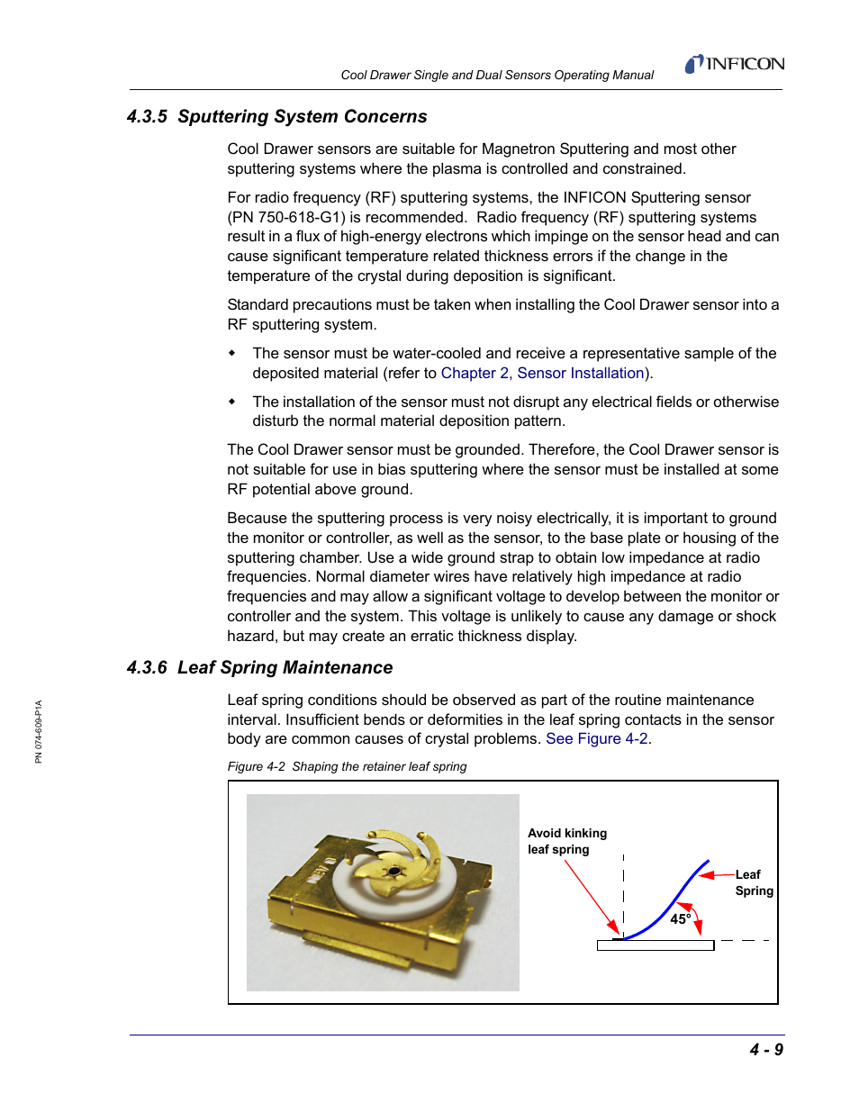 5 sputtering system concerns, 6 leaf spring maintenance | INFICON Cool Drawer Single Sensor User Manual | Page 49 / 52