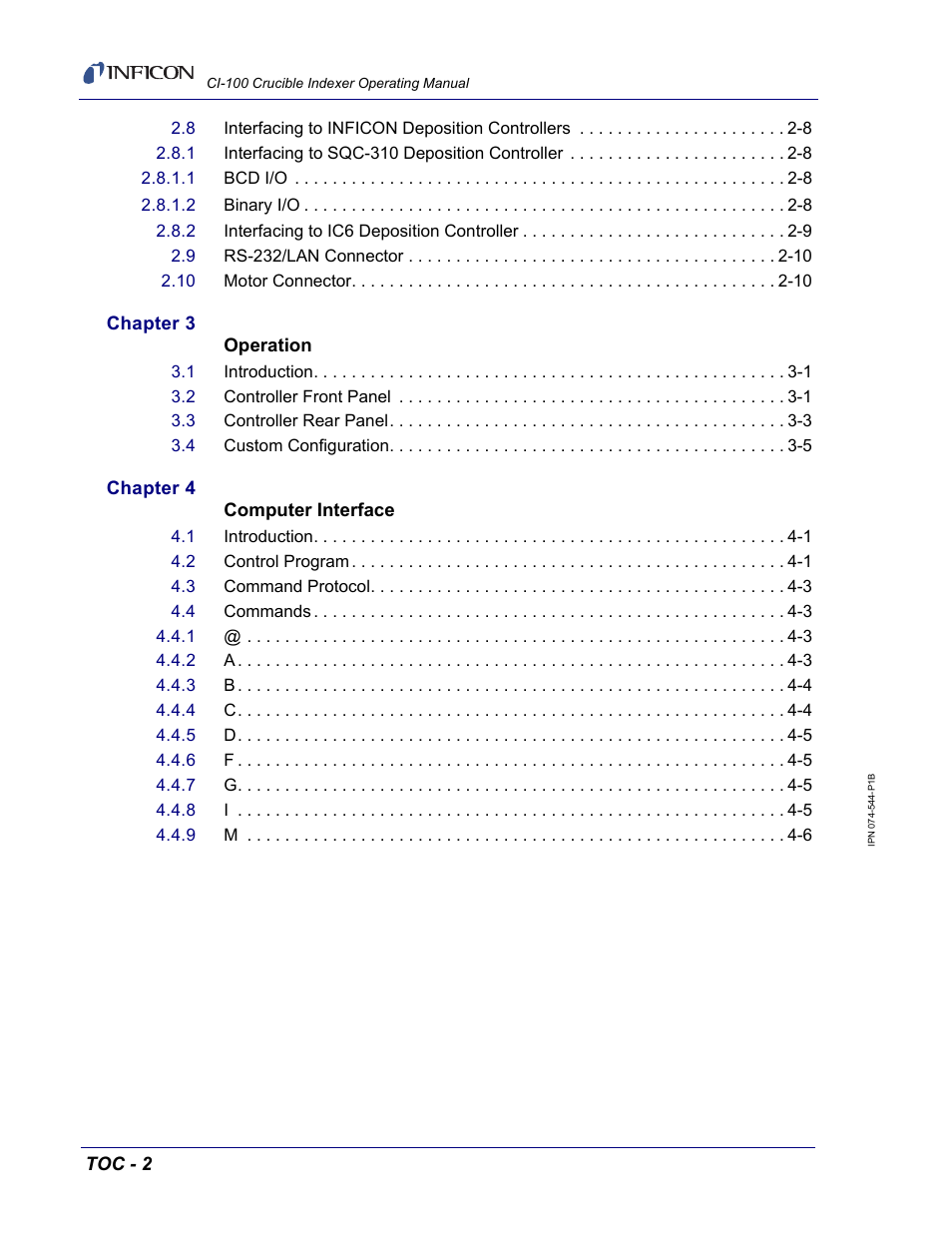 INFICON CI-100 Crucible Indexer User Manual | Page 10 / 40