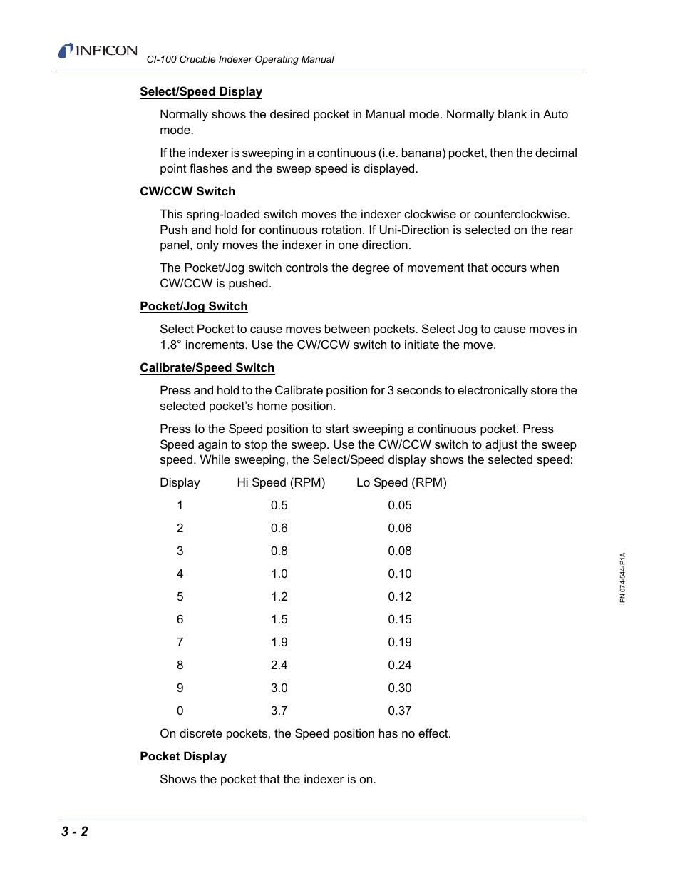 INFICON CI-100 Crucible Indexer User Manual | Page 30 / 40