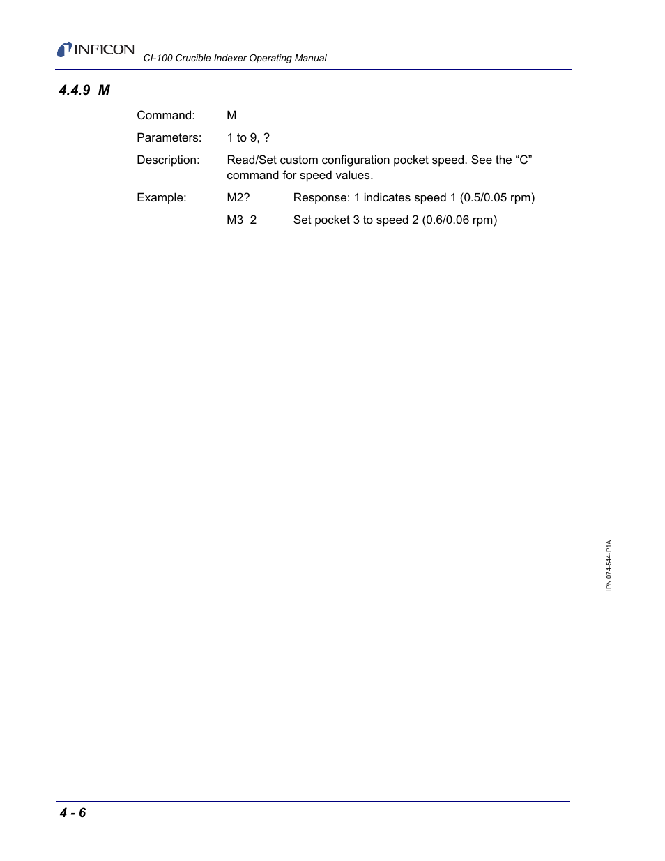 INFICON CI-100 Crucible Indexer User Manual | Page 40 / 40