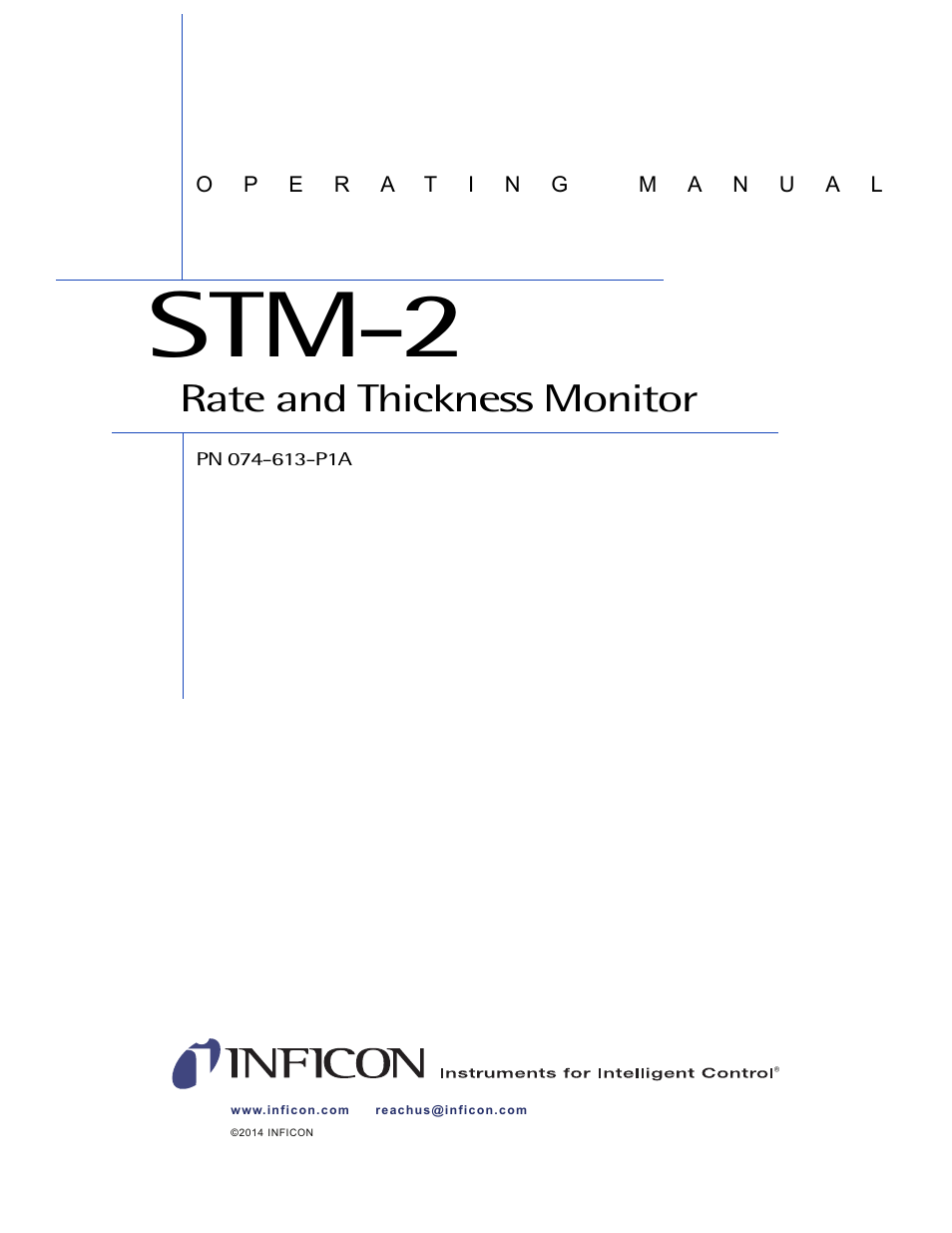 Stm-2, Rate and thickness monitor | INFICON STM-2 USB Thin Film Rate/Thickness Monitor User Manual | Page 3 / 106