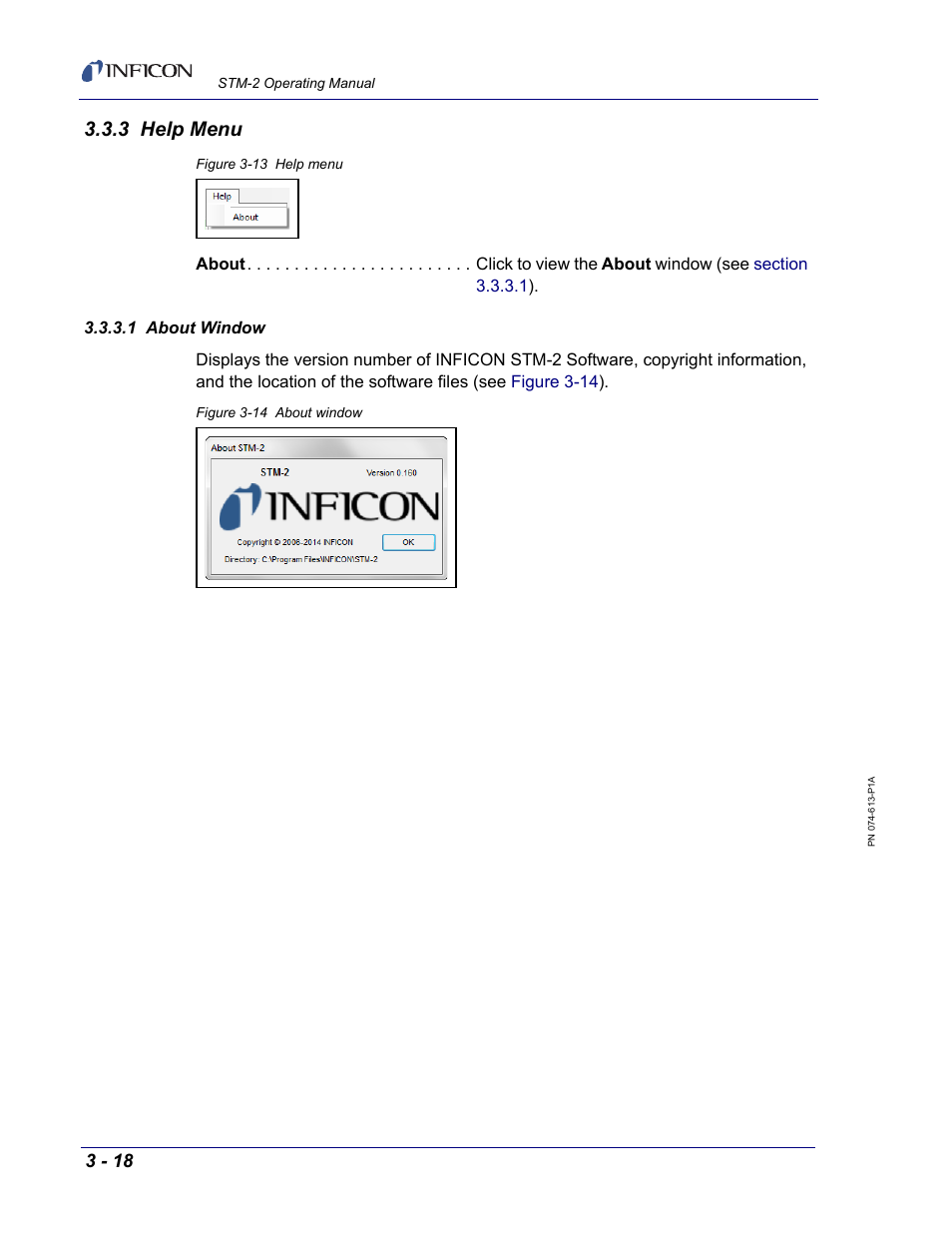 3 help menu, 1 about window | INFICON STM-2 USB Thin Film Rate/Thickness Monitor User Manual | Page 44 / 106