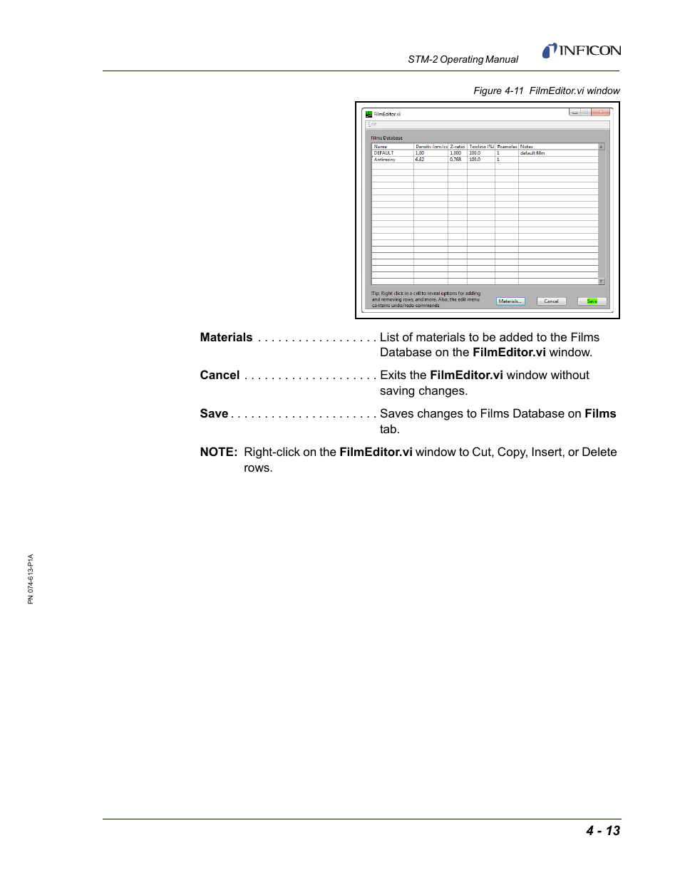 INFICON STM-2 USB Thin Film Rate/Thickness Monitor User Manual | Page 61 / 106