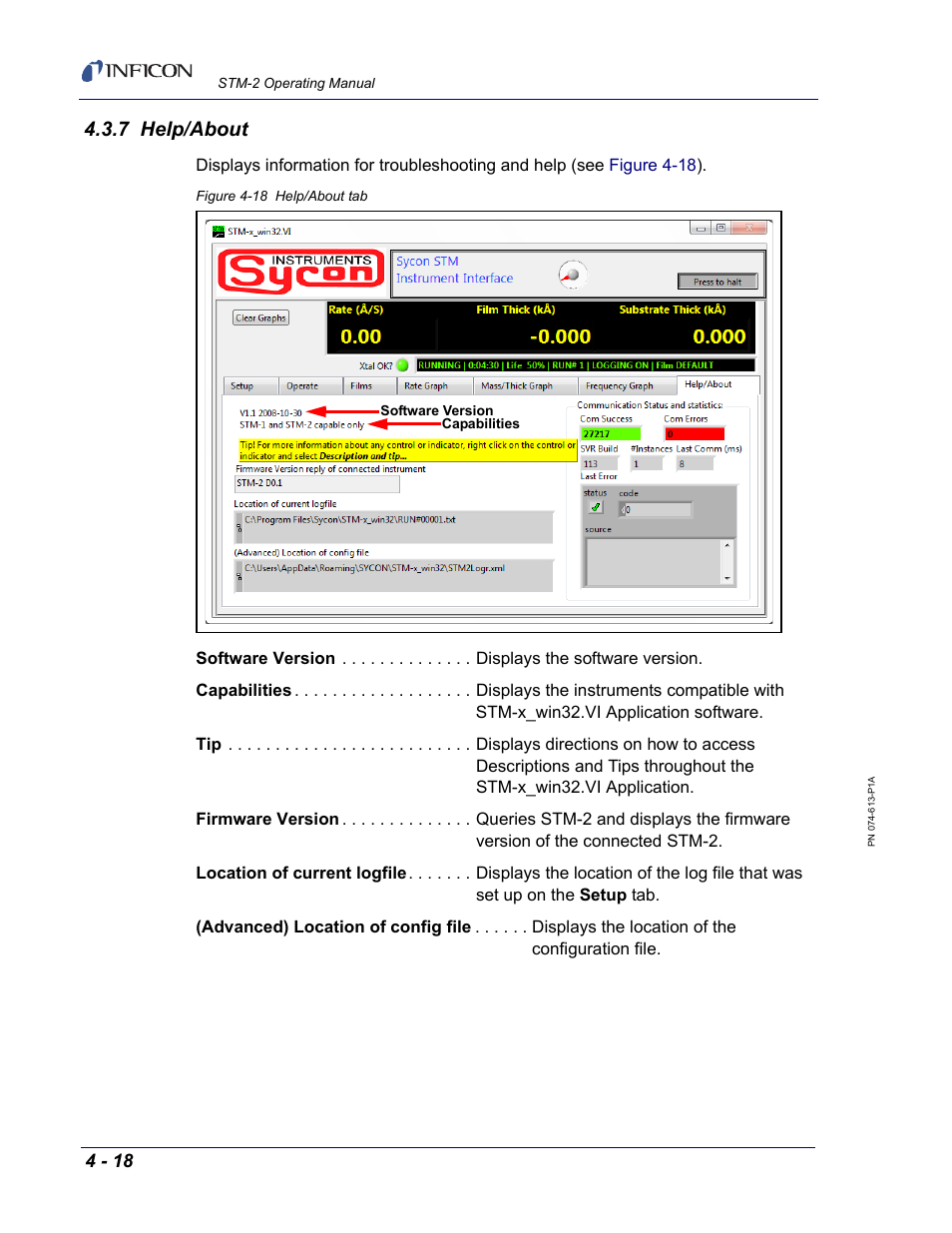 7 help/about, Section | INFICON STM-2 USB Thin Film Rate/Thickness Monitor User Manual | Page 66 / 106