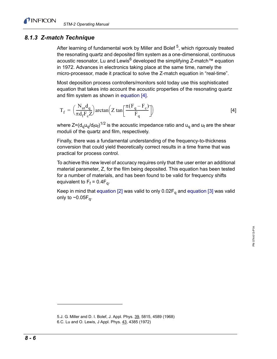 3 z-match technique | INFICON STM-2 USB Thin Film Rate/Thickness Monitor User Manual | Page 96 / 106