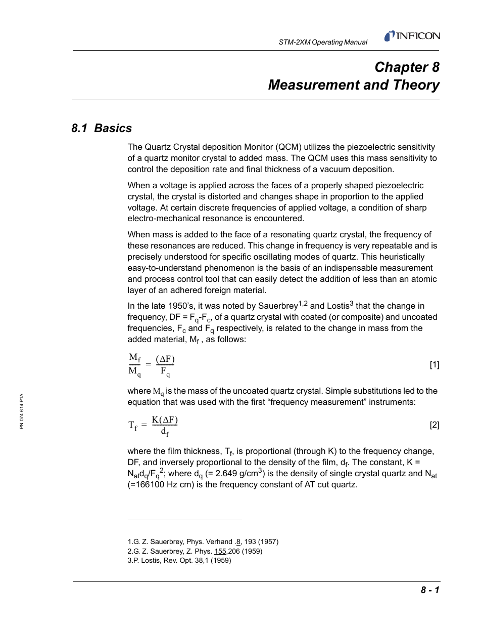 Chapter 8 measurement and theory, 1 basics, Chapter 8 | INFICON STM-2XM 2-Channel Rate/Thickness Monitor User Manual | Page 133 / 146