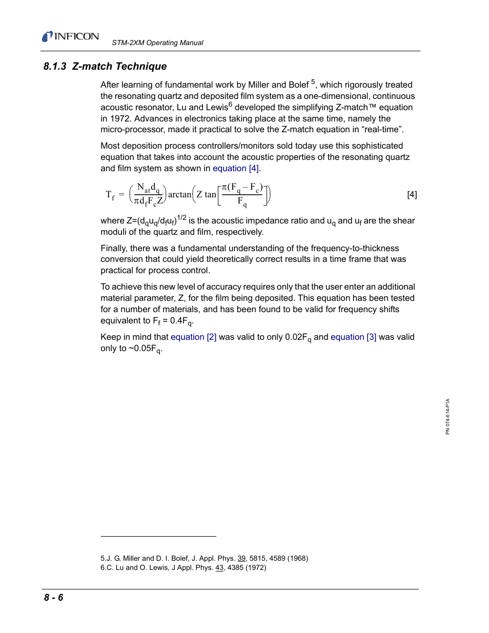 3 z-match technique | INFICON STM-2XM 2-Channel Rate/Thickness Monitor User Manual | Page 138 / 146