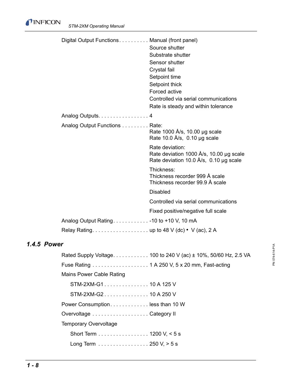 5 power | INFICON STM-2XM 2-Channel Rate/Thickness Monitor User Manual | Page 22 / 146