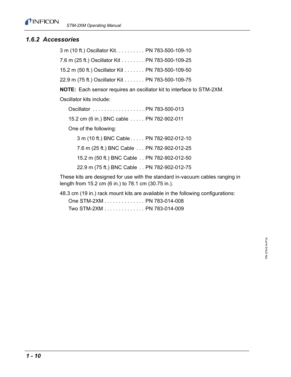 2 accessories | INFICON STM-2XM 2-Channel Rate/Thickness Monitor User Manual | Page 24 / 146
