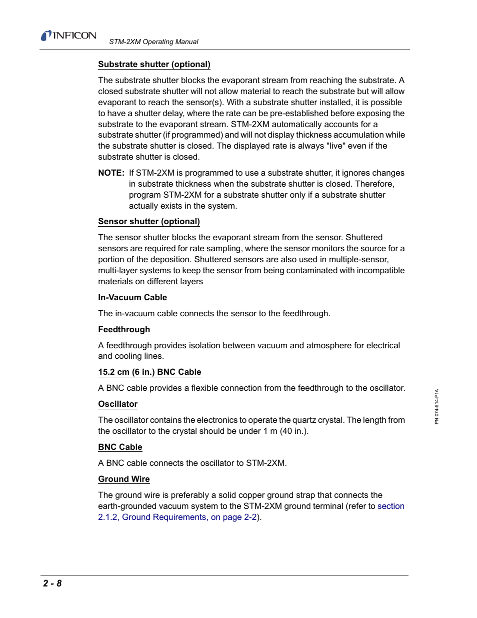 INFICON STM-2XM 2-Channel Rate/Thickness Monitor User Manual | Page 34 / 146