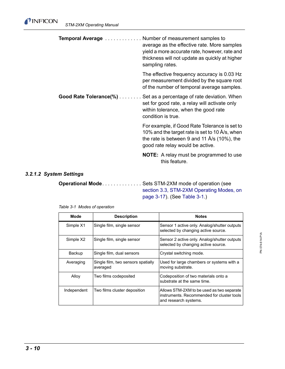 2 system settings | INFICON STM-2XM 2-Channel Rate/Thickness Monitor User Manual | Page 46 / 146
