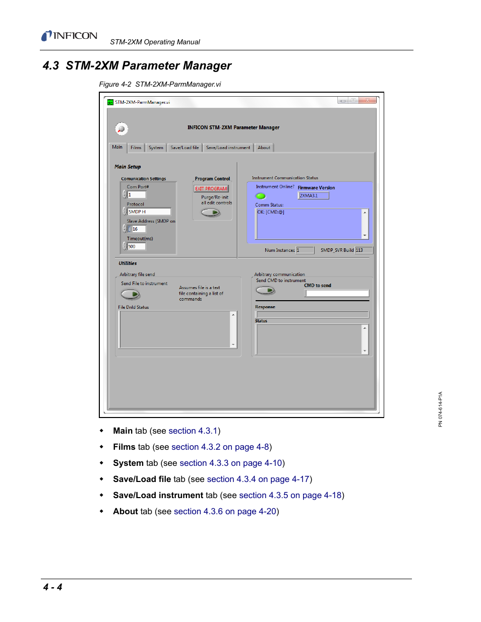 3 stm-2xm parameter manager | INFICON STM-2XM 2-Channel Rate/Thickness Monitor User Manual | Page 64 / 146