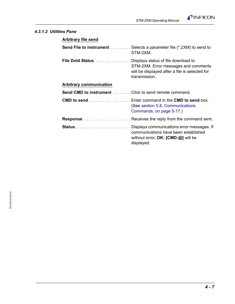 2 utilities pane | INFICON STM-2XM 2-Channel Rate/Thickness Monitor User Manual | Page 67 / 146