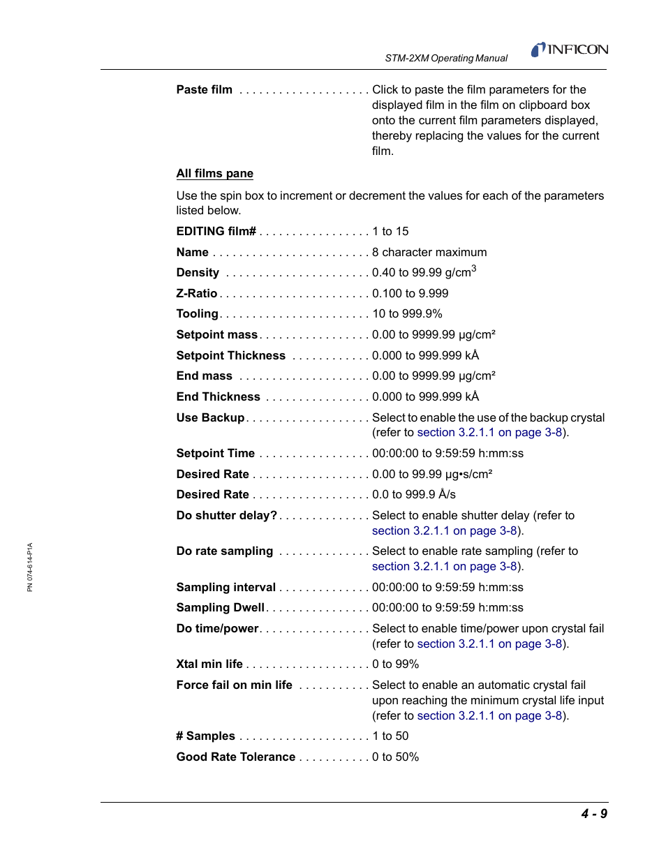 INFICON STM-2XM 2-Channel Rate/Thickness Monitor User Manual | Page 69 / 146