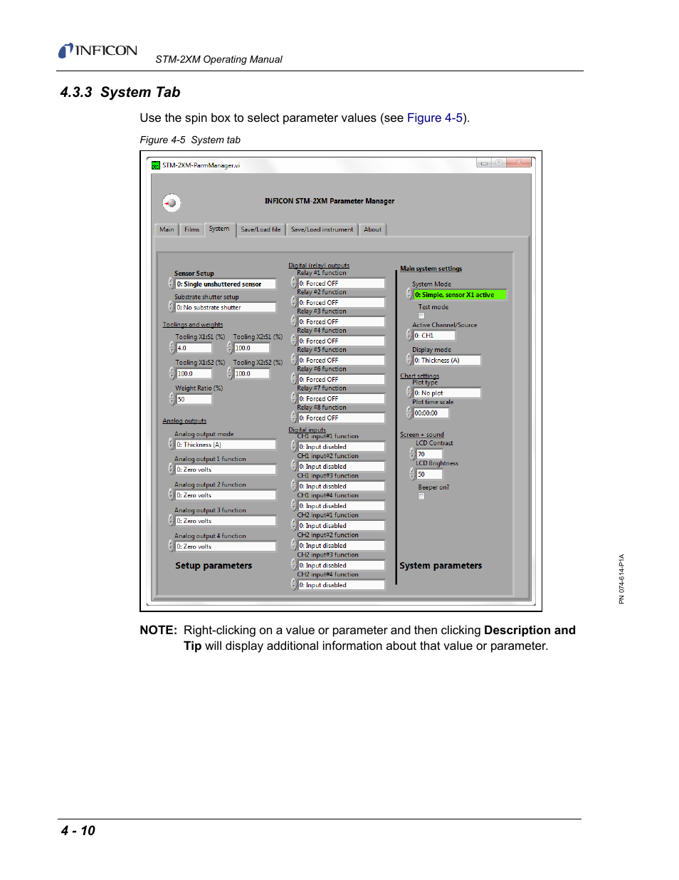 3 system tab | INFICON STM-2XM 2-Channel Rate/Thickness Monitor User Manual | Page 70 / 146