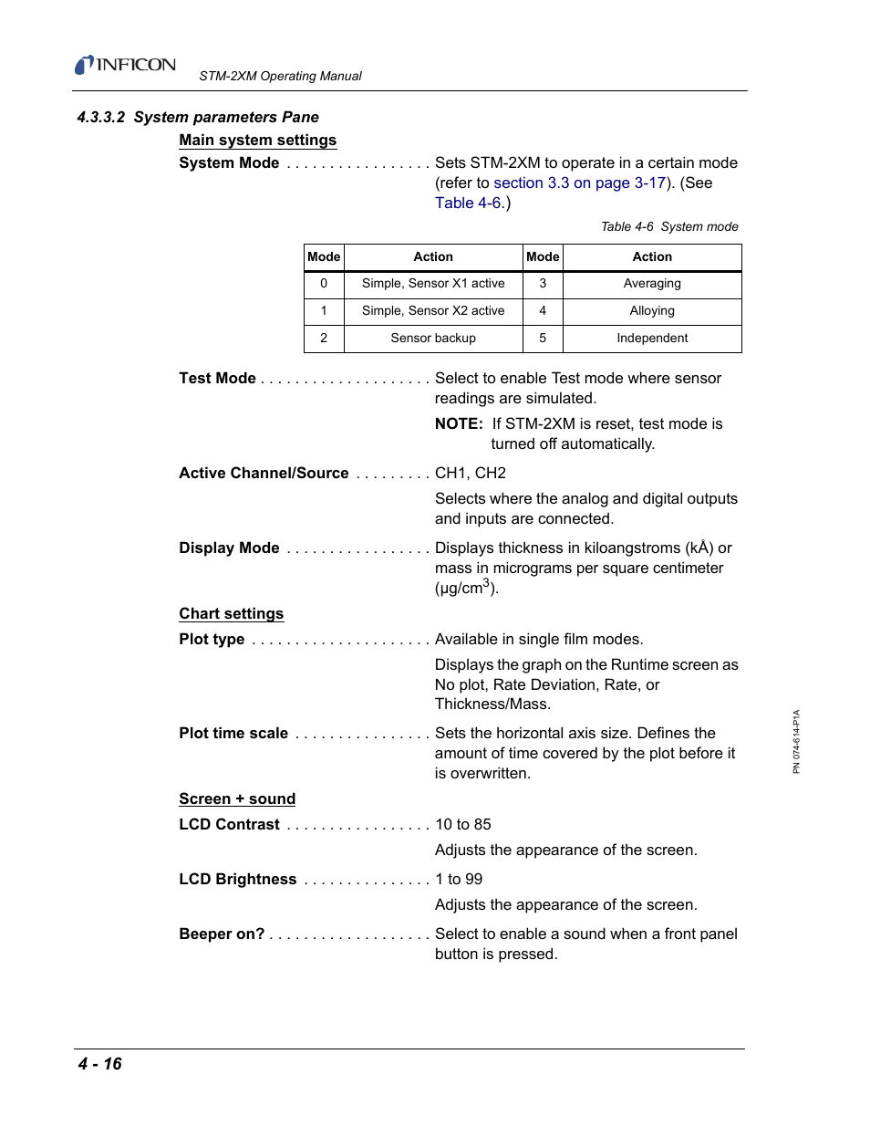 2 system parameters pane | INFICON STM-2XM 2-Channel Rate/Thickness Monitor User Manual | Page 76 / 146