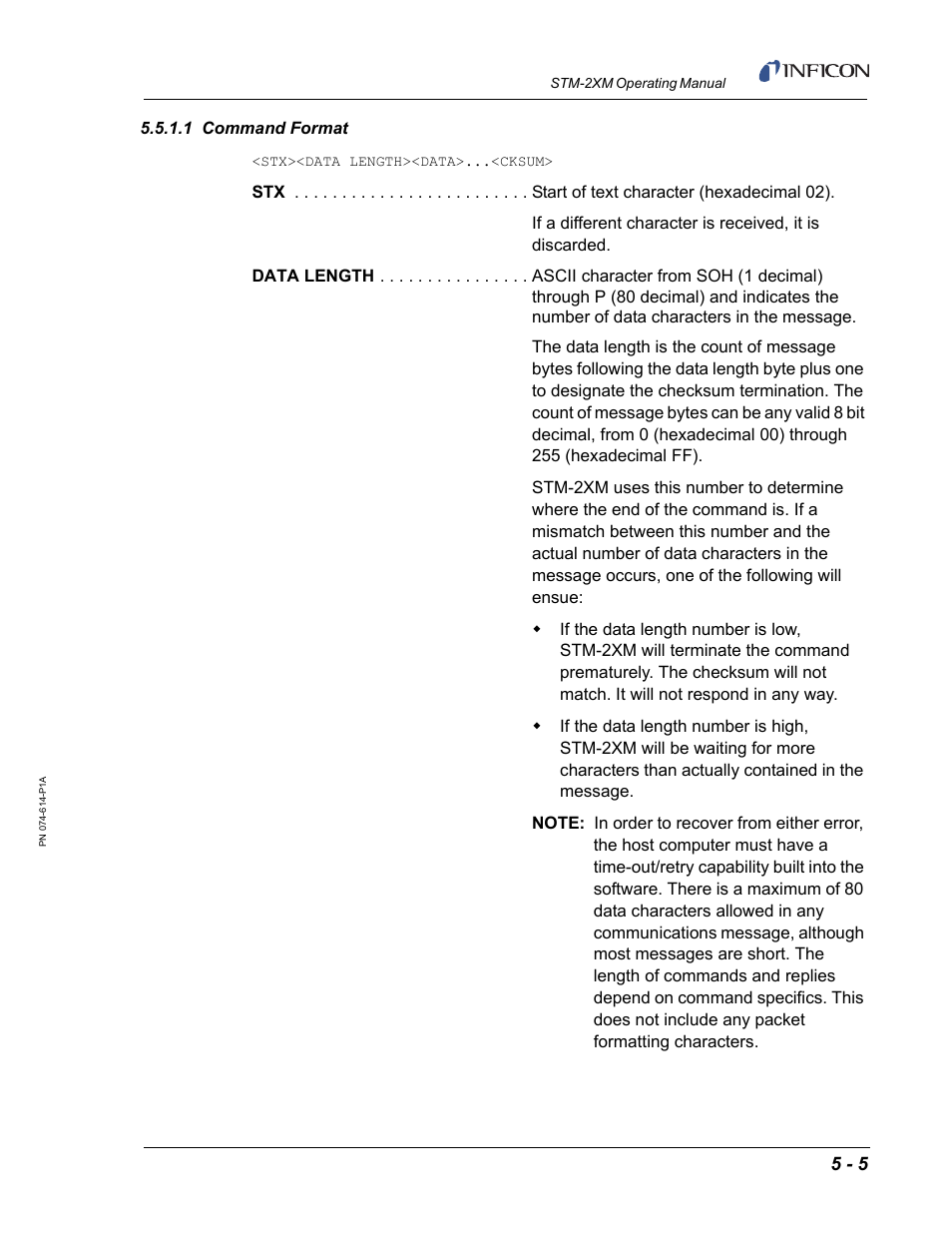 1 command format | INFICON STM-2XM 2-Channel Rate/Thickness Monitor User Manual | Page 85 / 146