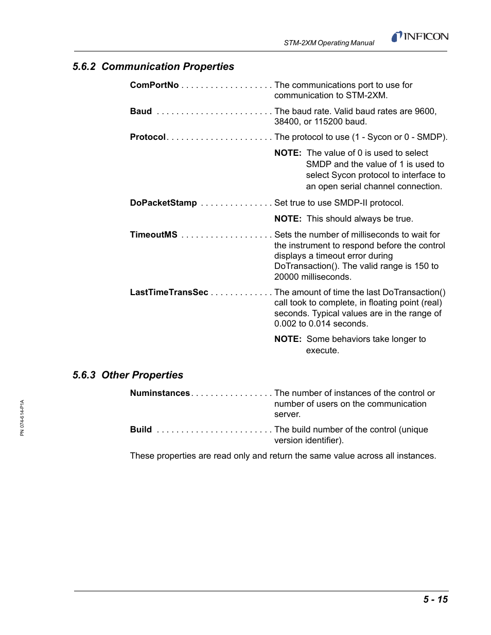 2 communication properties, 3 other properties | INFICON STM-2XM 2-Channel Rate/Thickness Monitor User Manual | Page 95 / 146