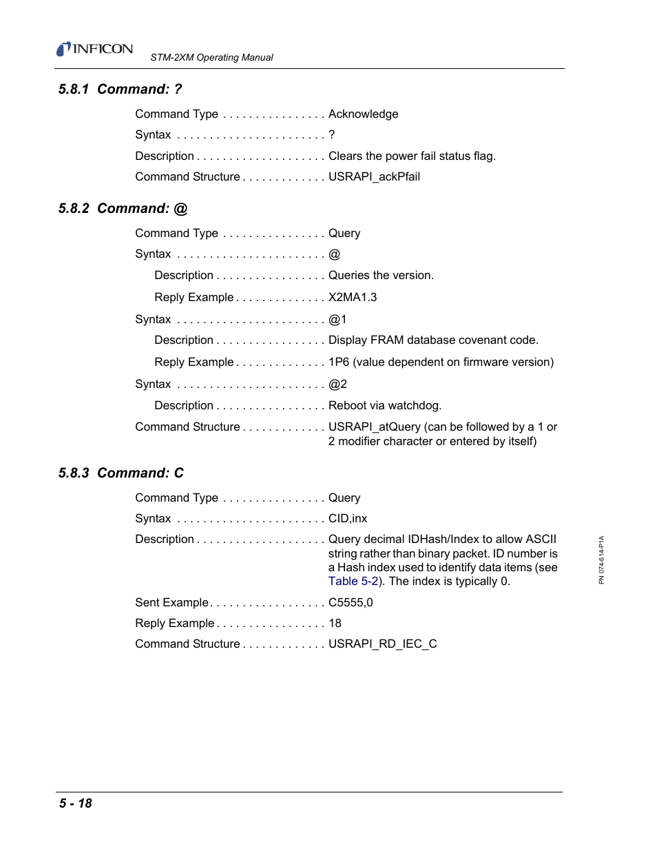 1 command, 2 command, 3 command: c | INFICON STM-2XM 2-Channel Rate/Thickness Monitor User Manual | Page 98 / 146