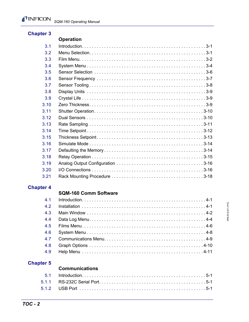 INFICON SQM-160 Thin Film Deposition Monitor User Manual | Page 10 / 120