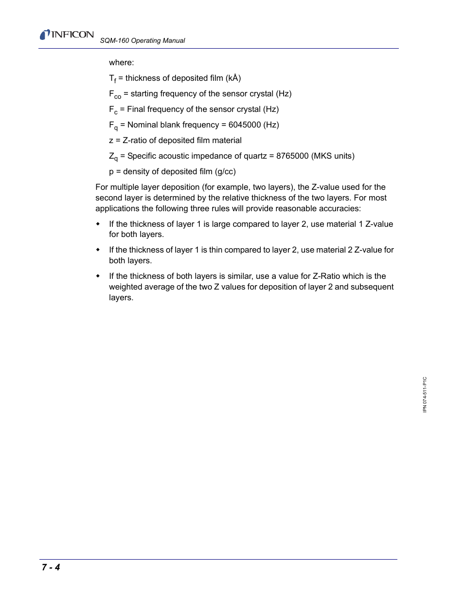 INFICON SQM-160 Thin Film Deposition Monitor User Manual | Page 102 / 120