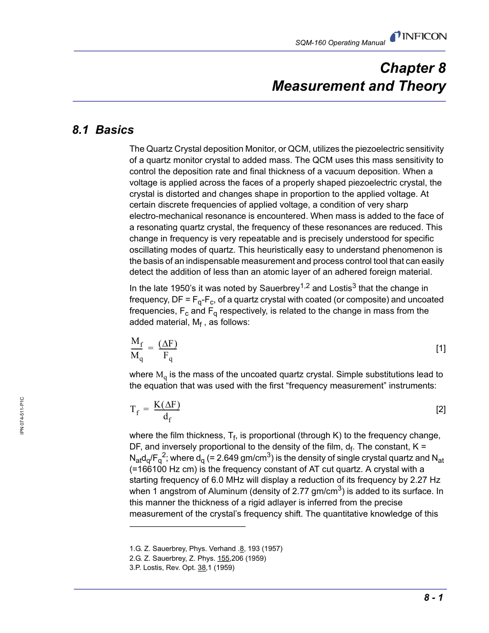 Chapter 8 measurement and theory, 1 basics, Chapter 8 | INFICON SQM-160 Thin Film Deposition Monitor User Manual | Page 103 / 120