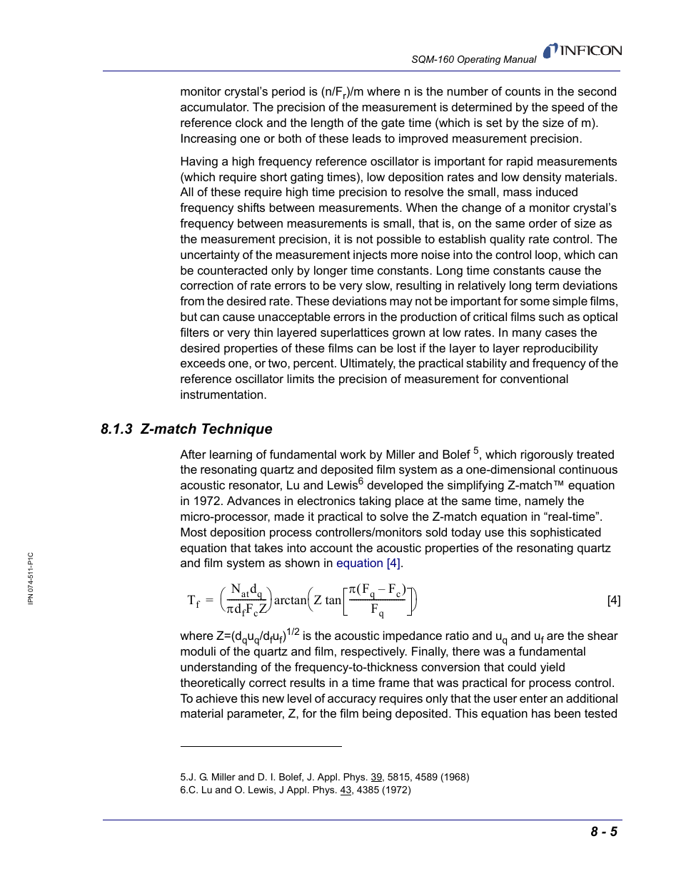 3 z-match technique | INFICON SQM-160 Thin Film Deposition Monitor User Manual | Page 107 / 120
