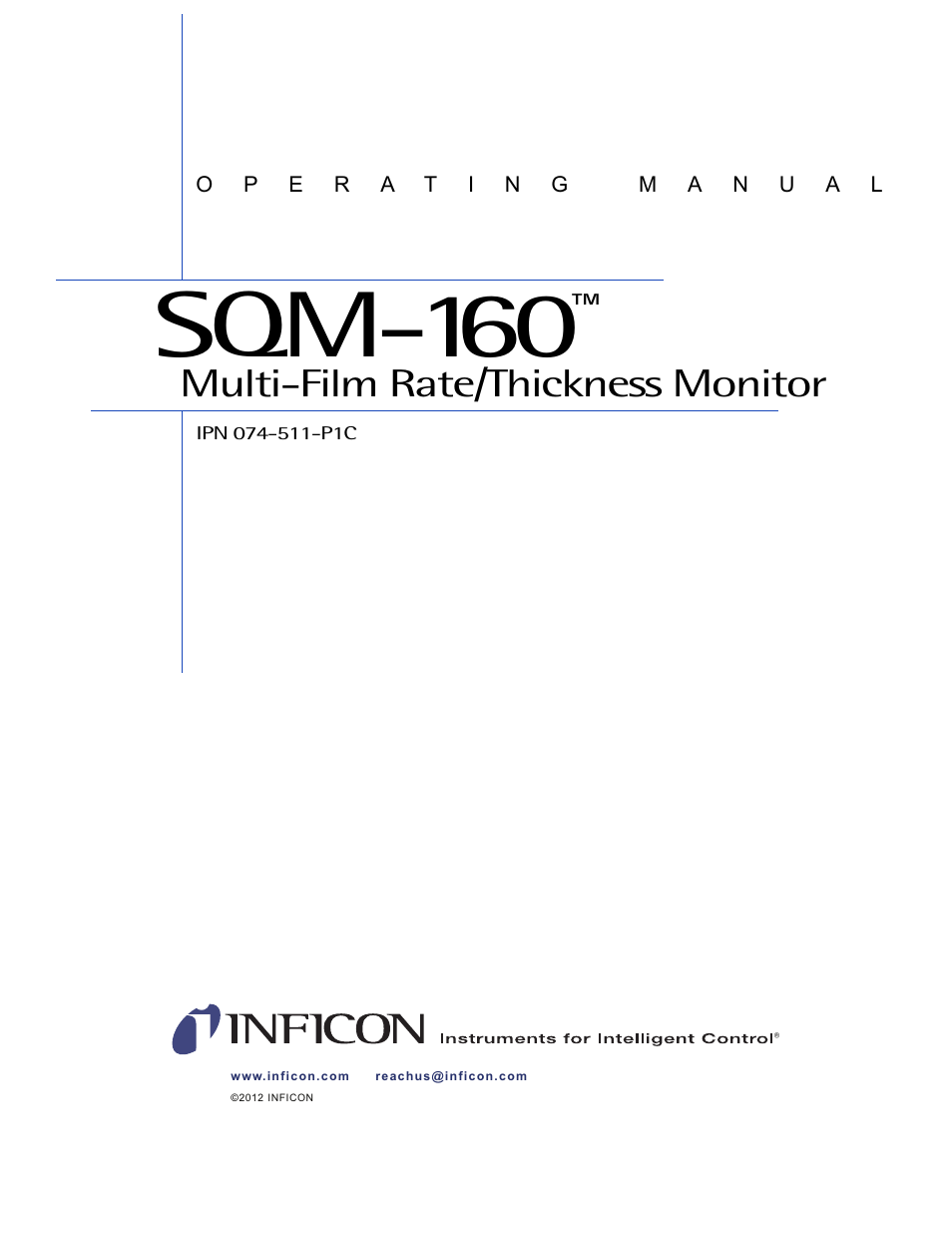 Sqm-160, Multi-film rate/thickness monitor | INFICON SQM-160 Thin Film Deposition Monitor User Manual | Page 3 / 120