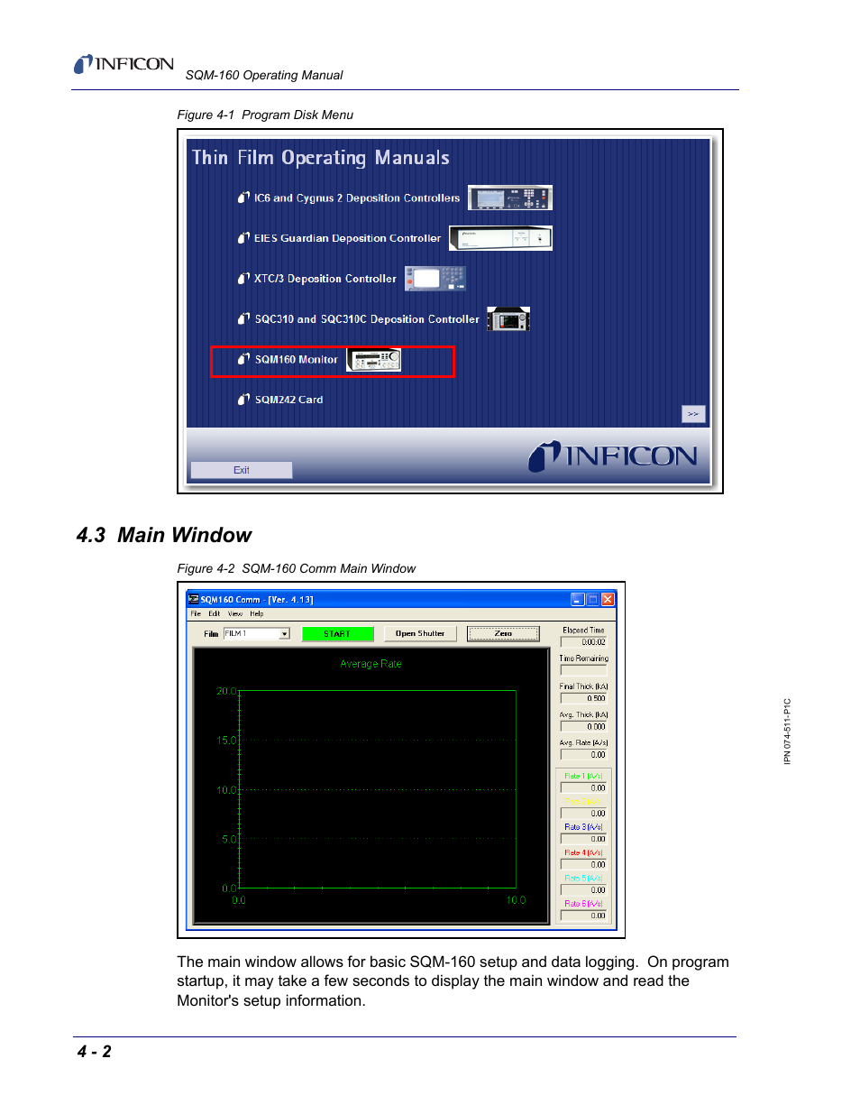 3 main window | INFICON SQM-160 Thin Film Deposition Monitor User Manual | Page 50 / 120