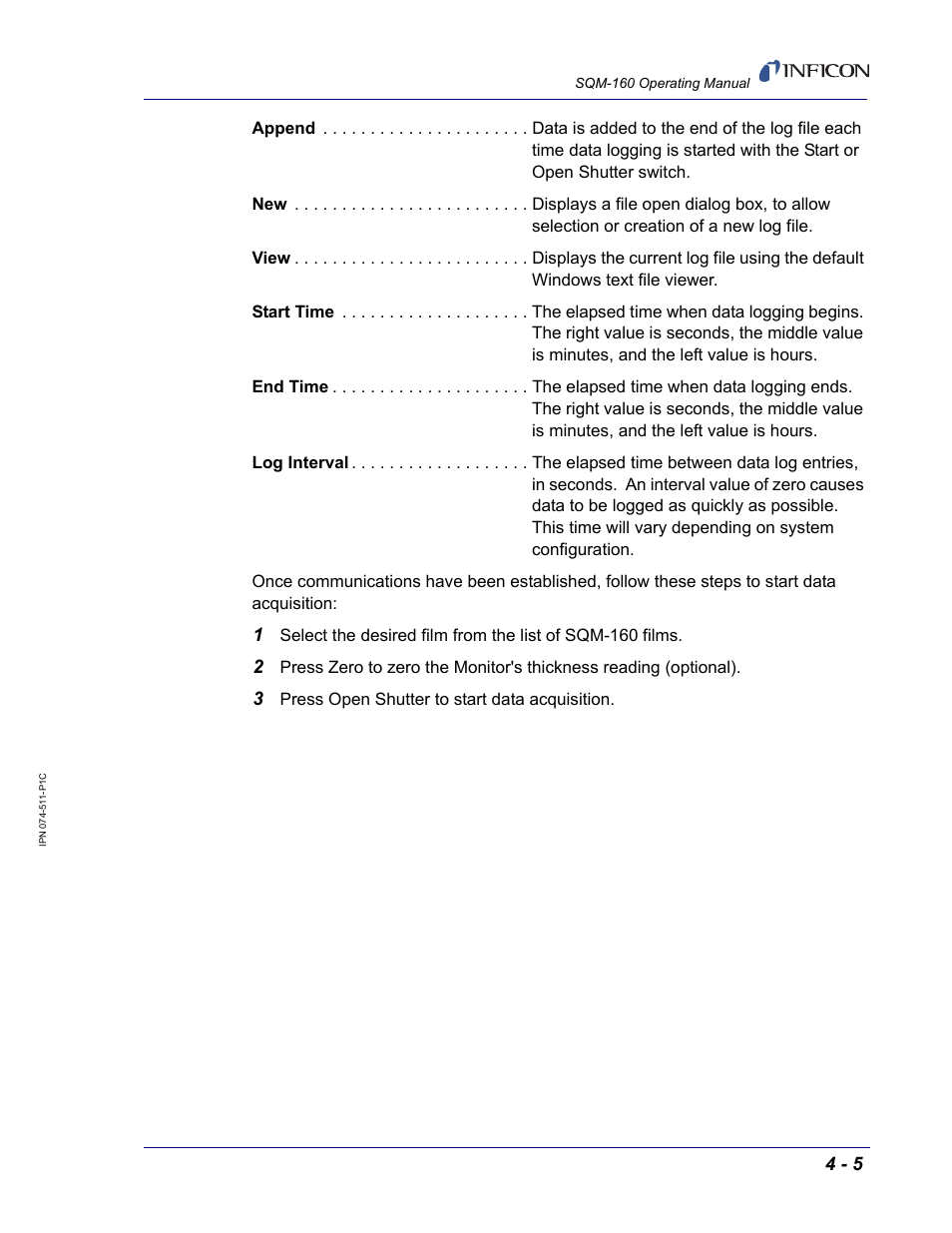 INFICON SQM-160 Thin Film Deposition Monitor User Manual | Page 53 / 120