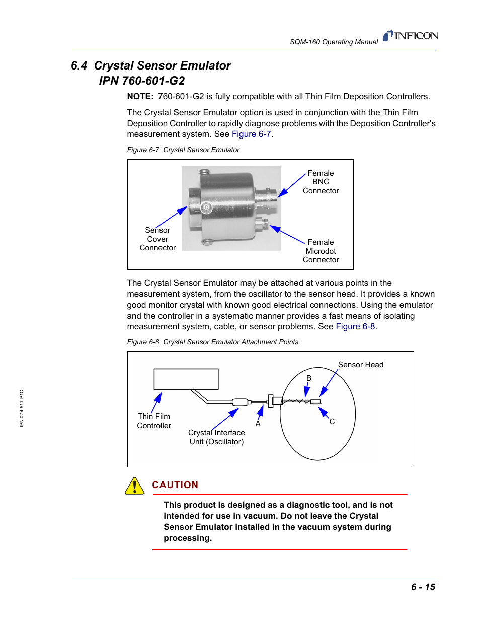 4 crystal sensor emulator ipn 760-601-g2 | INFICON SQM-160 Thin Film Deposition Monitor User Manual | Page 91 / 120