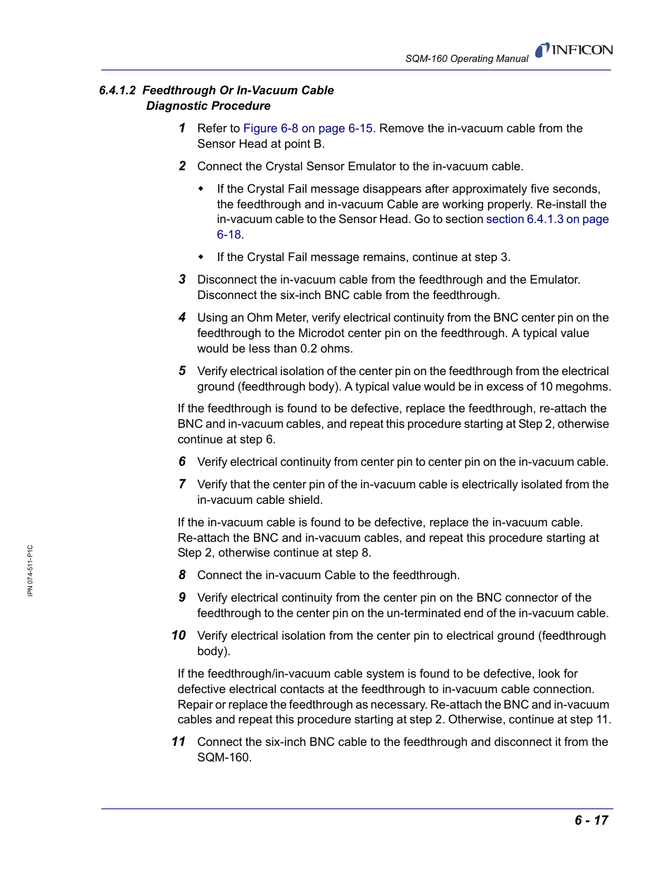 H. go to, Section 6.4.1.2 | INFICON SQM-160 Thin Film Deposition Monitor User Manual | Page 93 / 120