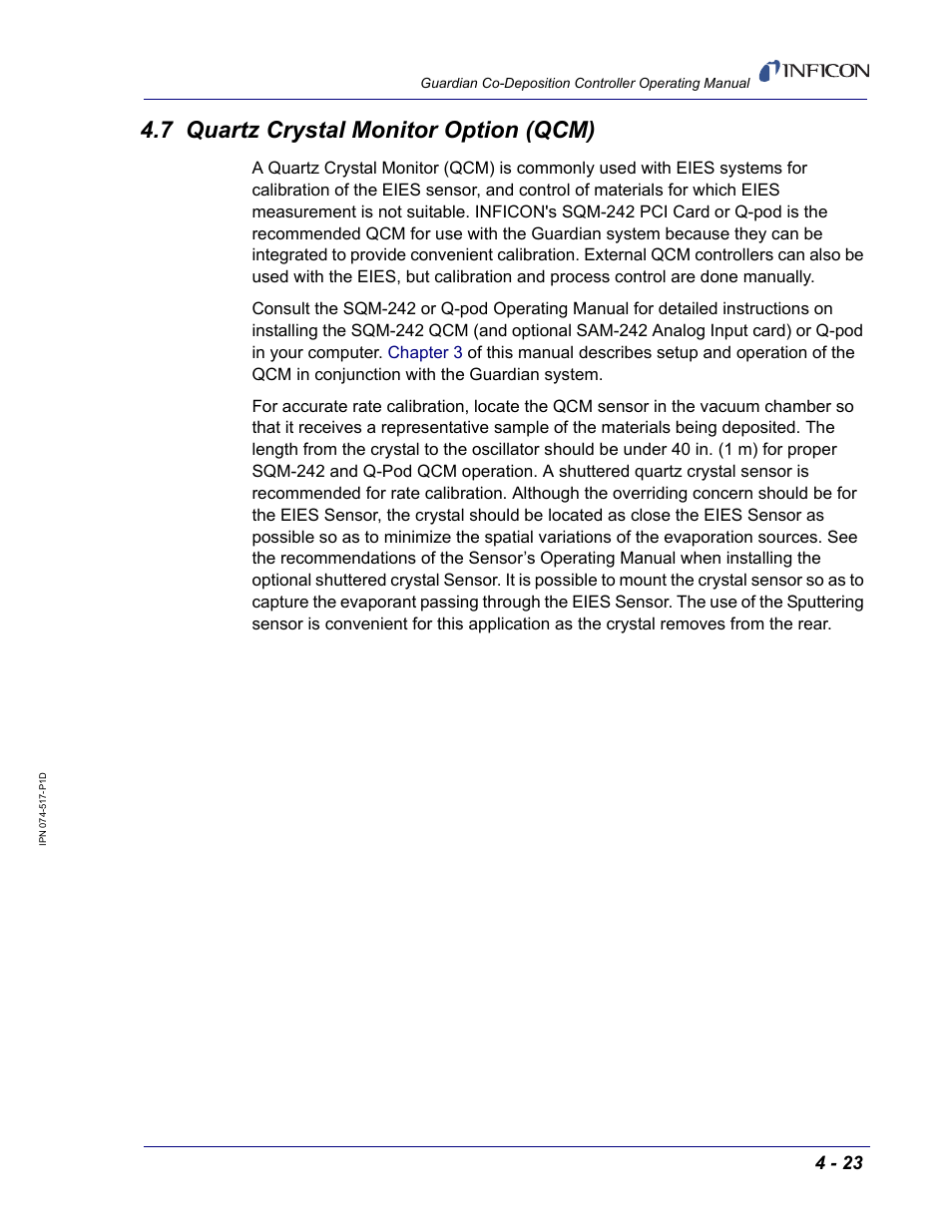 7 quartz crystal monitor option (qcm) | INFICON Guardian EIES Controller User Manual | Page 115 / 160