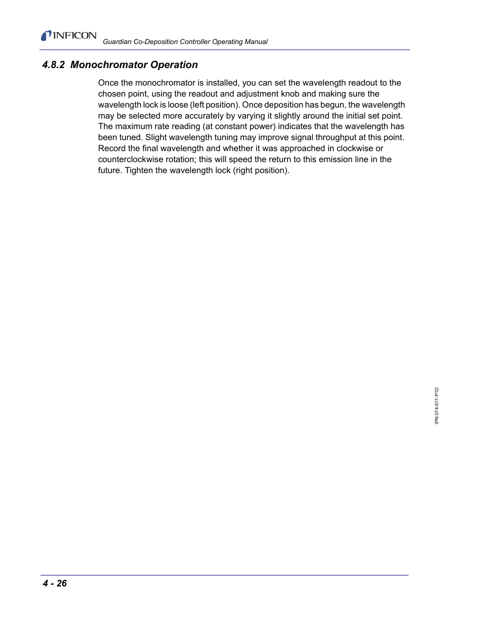 2 monochromator operation | INFICON Guardian EIES Controller User Manual | Page 118 / 160