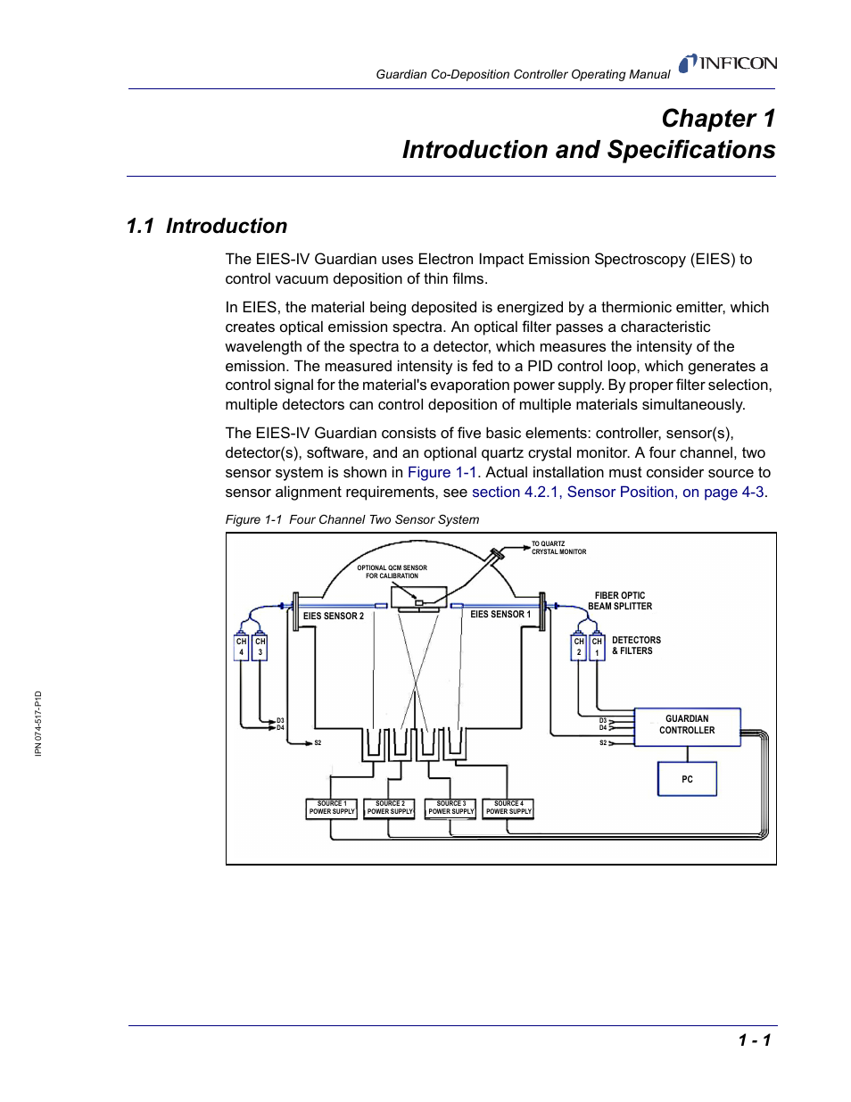 Chapter 1 introduction and specifications, 1 introduction, Chapter 1 | INFICON Guardian EIES Controller User Manual | Page 15 / 160