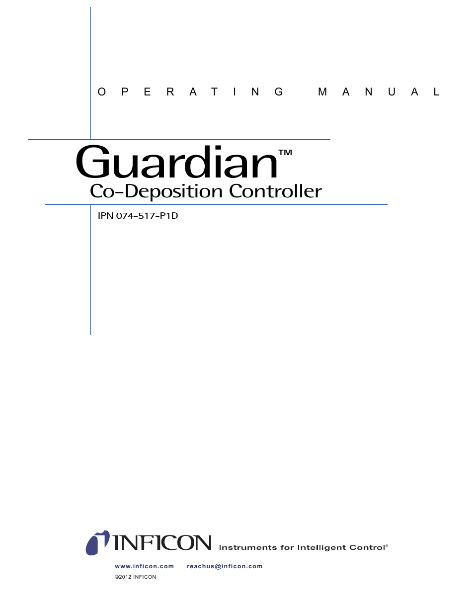 Guardian, Co-deposition controller | INFICON Guardian EIES Controller User Manual | Page 3 / 160