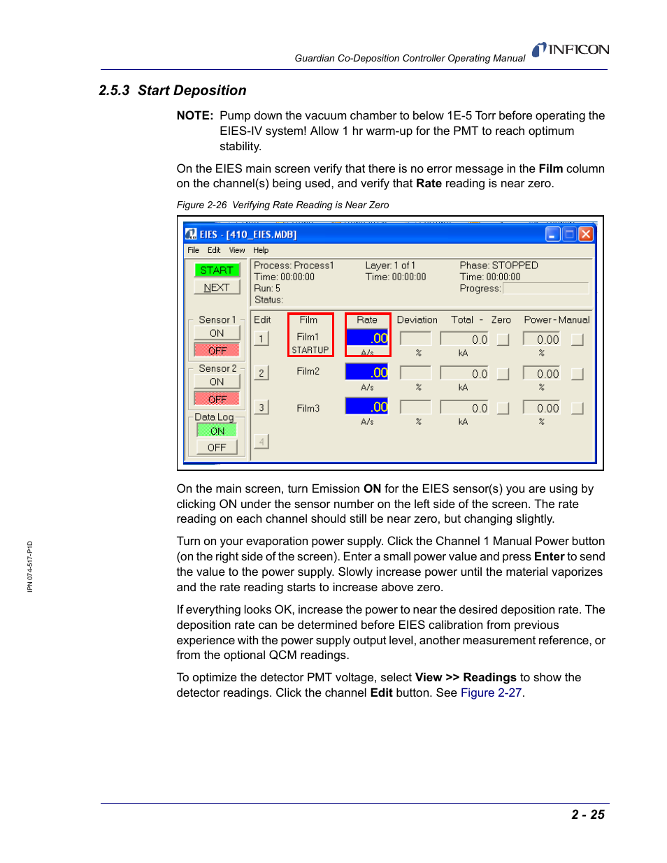 3 start deposition | INFICON Guardian EIES Controller User Manual | Page 49 / 160