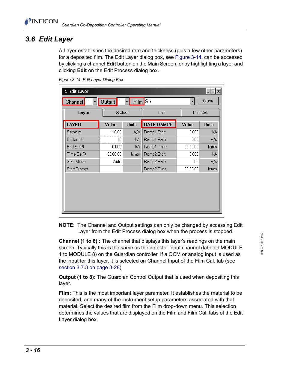 6 edit layer | INFICON Guardian EIES Controller User Manual | Page 68 / 160