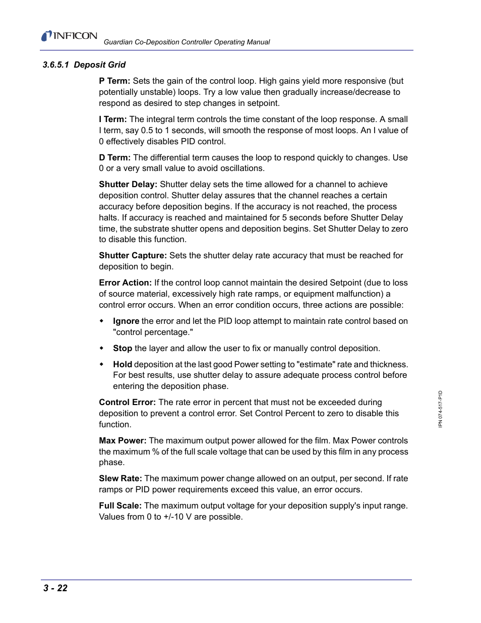 1 deposit grid | INFICON Guardian EIES Controller User Manual | Page 74 / 160