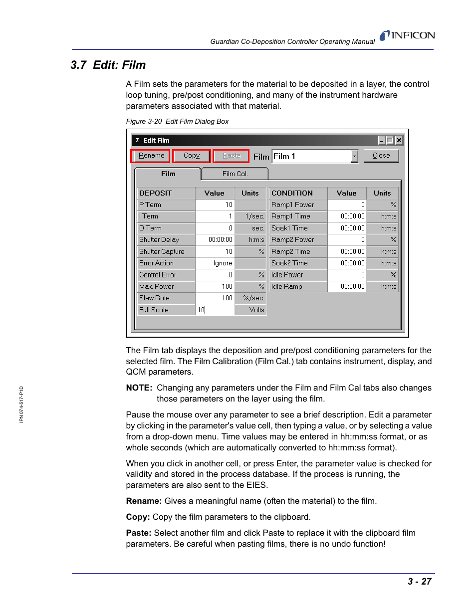 7 edit: film | INFICON Guardian EIES Controller User Manual | Page 79 / 160