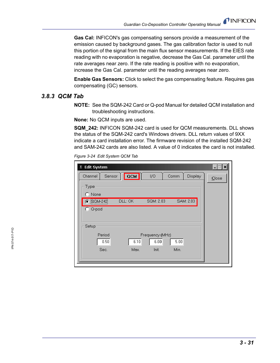 3 qcm tab | INFICON Guardian EIES Controller User Manual | Page 83 / 160