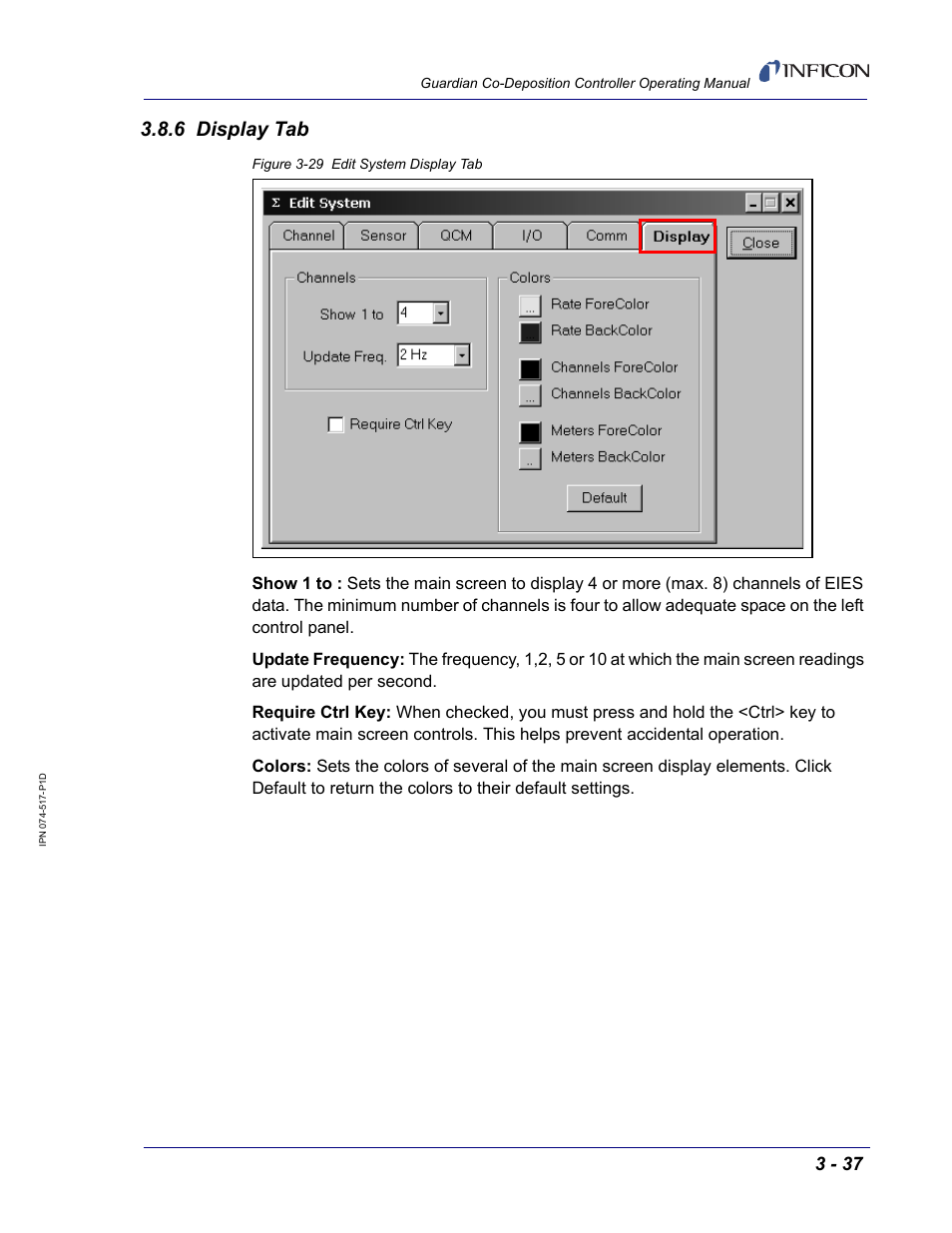 6 display tab | INFICON Guardian EIES Controller User Manual | Page 89 / 160