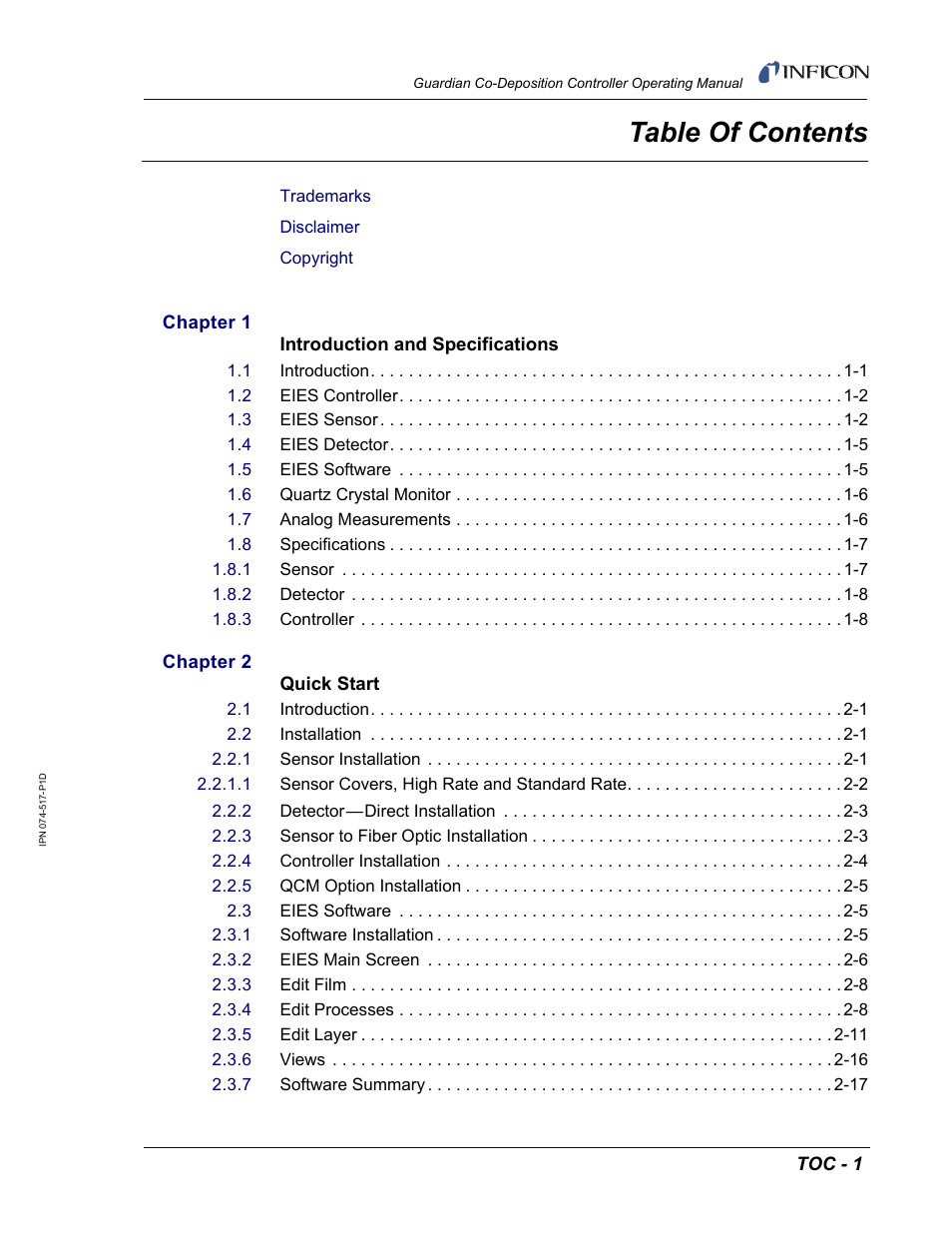 INFICON Guardian EIES Controller User Manual | Page 9 / 160