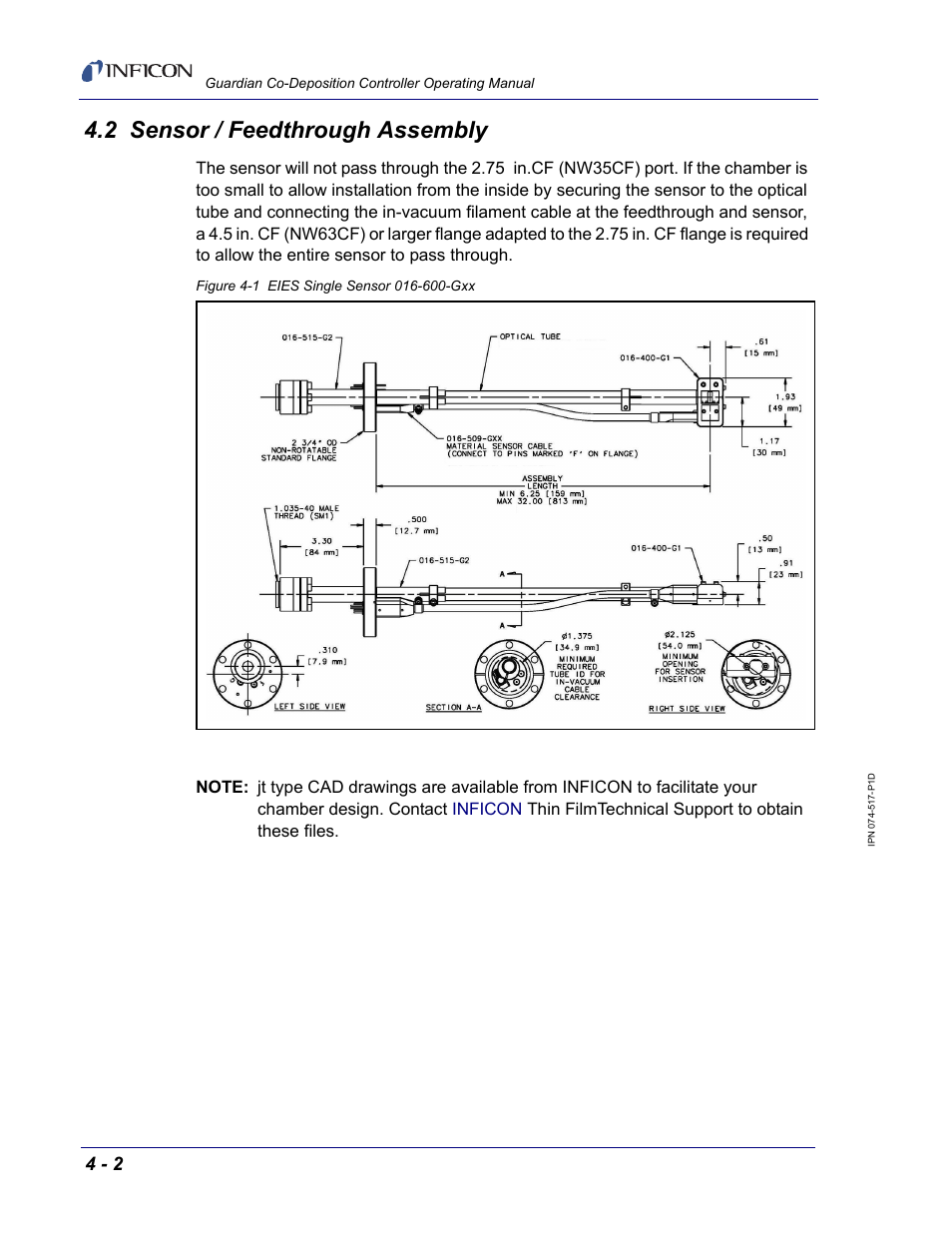 2 sensor / feedthrough assembly | INFICON Guardian EIES Controller User Manual | Page 94 / 160