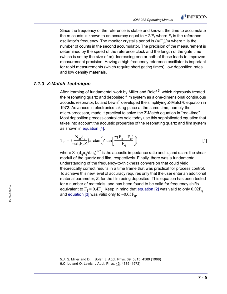 3 z-match technique | INFICON IQM-233 Thin Film Deposition Controller PCI-Express Card Operating Manual User Manual | Page 103 / 114