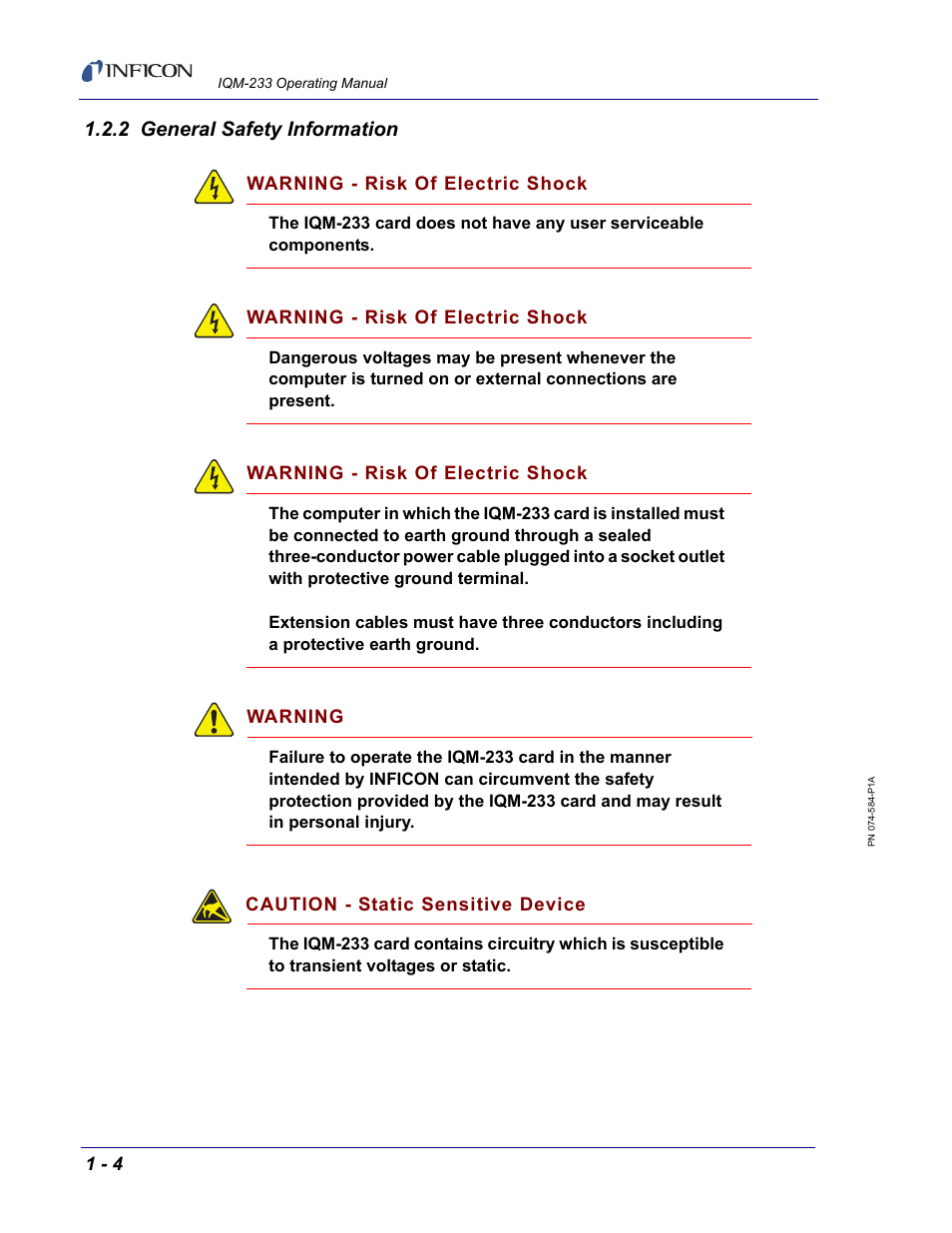 2 general safety information | INFICON IQM-233 Thin Film Deposition Controller PCI-Express Card Operating Manual User Manual | Page 16 / 114