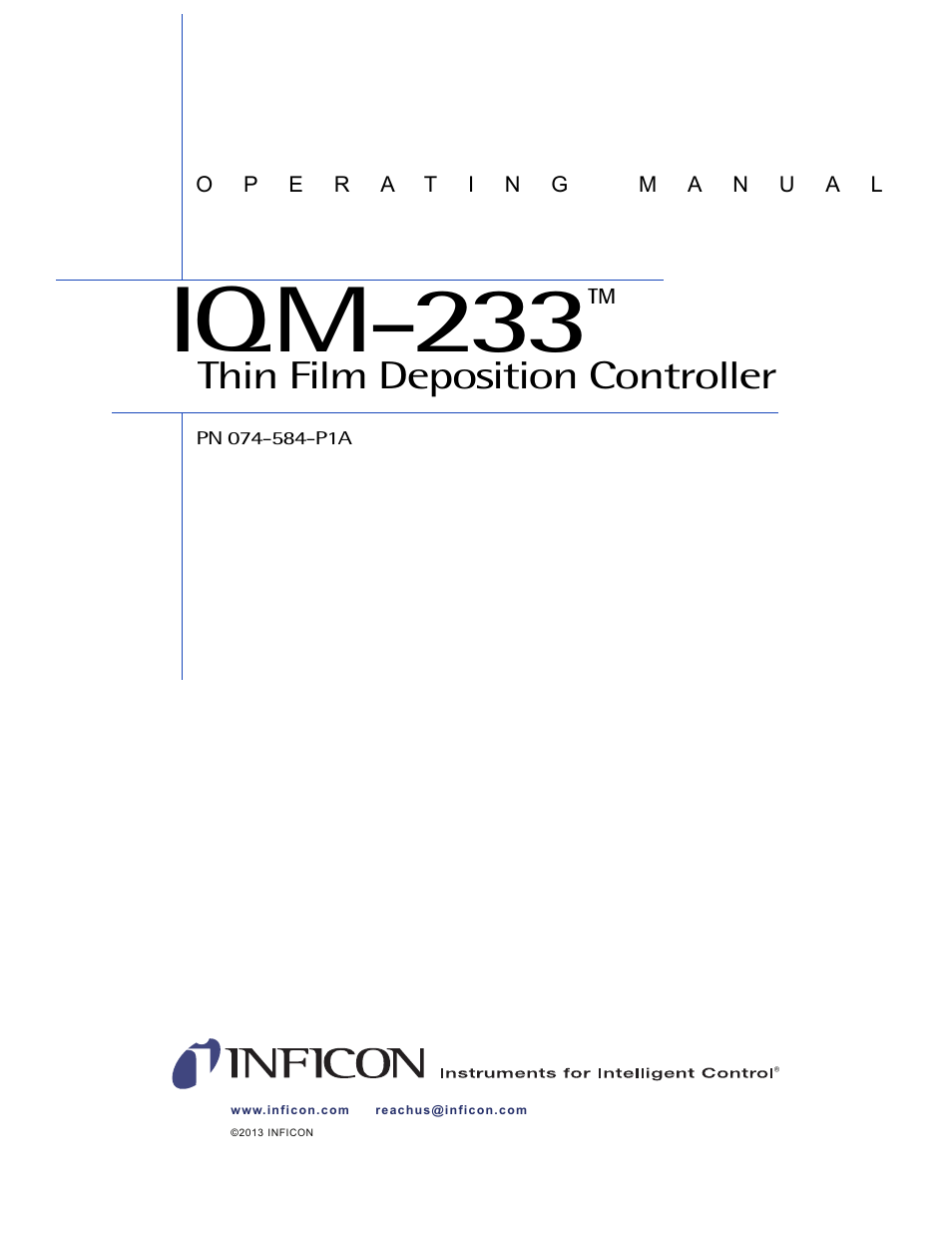 Iqm-233, Thin film deposition controller | INFICON IQM-233 Thin Film Deposition Controller PCI-Express Card Operating Manual User Manual | Page 3 / 114